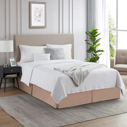Nestl Taupe Bed Skirt King Size - King Bed Skirt 14 Inch Drop - Brushed Microfiber Bed Skirts - Hotel Quality Pleated Bed Skirt - Shrinkage & Fade Resistant