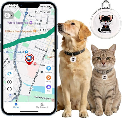 GPS Tracker for Dogs | Mini, Easy-to-Use Cat GPS Tracker | Waterproof and Drop-Proof | Real-Time Positioning with Alarm | Extra-Long Battery Life of 365 Days | No Subscription Required (Android & iOS)