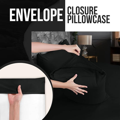 Utopia Bedding King Pillow Cases - 12 Pack - Envelope Closure - Soft Brushed Microfiber Fabric - Shrinkage and Fade Resistant Pillow Covers King Size 20 X 40 Inches (King, Black)