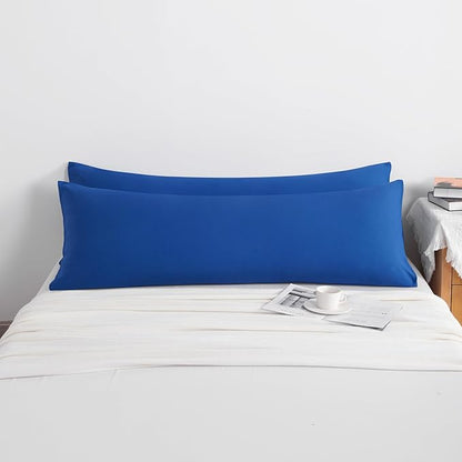 NTBAY Body Pillow Cases Set of 2, 2 Pack Brushed Microfiber 20x54 Pillow Cases, Soft, Wrinkle, Fade, Stain Resistant Royal Blue Pillow Cases with Envelope Closure, 20x54 Inches, Royal Blue