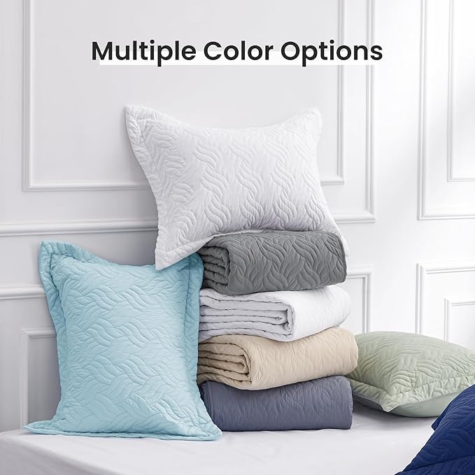 Love's cabin King Size Quilt Set Light Blue Bedspreads - Soft Bed Summer Lightweight Bedspread Comforter - Modern Style Wave Pattern Coverlet for All Season - 3 Pieces (1 Quilt, 2 Pillow Shams)