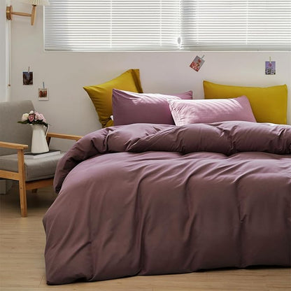 CLOTHKNOW Pale Mauve Full Size Comforter Set 3Pcs Dusty Purple Bedding Sets Soft Women Girls Comforter with 2 x Pillow Cases