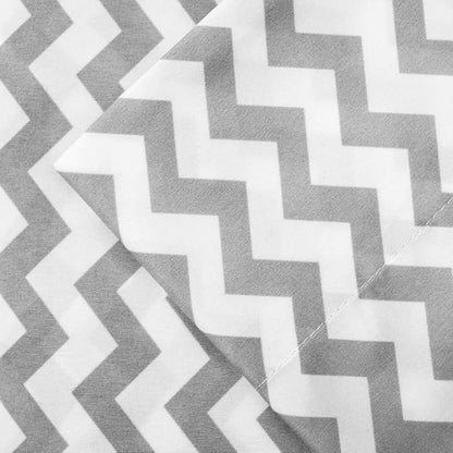 1500 Supreme Collection Full Sheet Sets Chevron Gray - Luxury Hotel Bed Sheets and Pillowcase Set for Full Mattress - Extra Soft, Elastic Corner Straps, Deep Pocket Sheets, Full, Chevron Gray