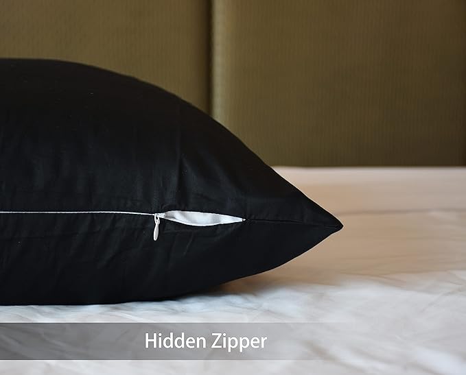 iMaylex Soft 100% Egyptian Cotton Zipper Pillow Case, Cozy and Lightweight Pillowcase, Set of 2, Black, King, 20" x 36"