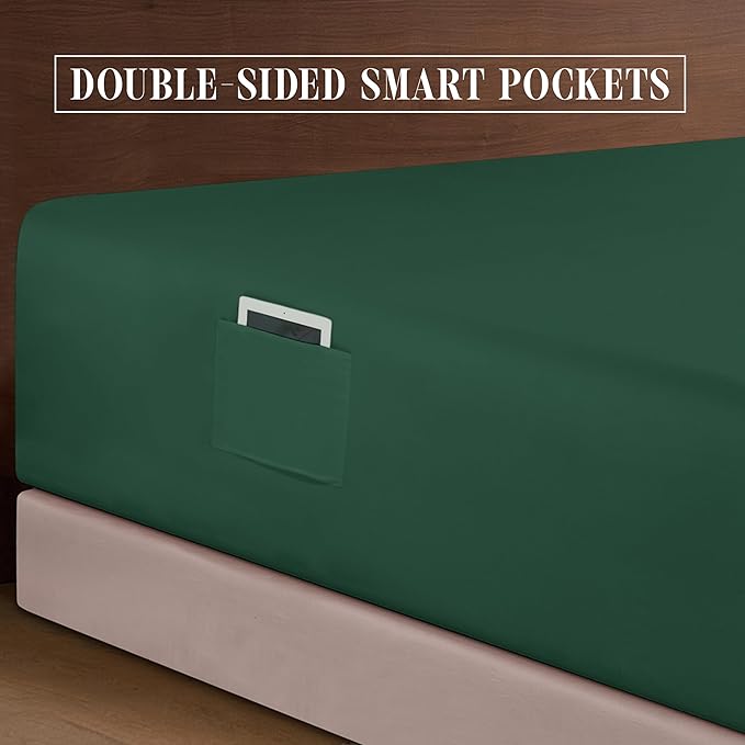 Elegant Comfort Luxurious 1500 Premium Hotel Quality Microfiber 4-Piece Sheet Set, 18-24 Inches Deep - Extra Deep Pocket Sheets - Ultra Soft 4PC Deep Pocket Sheets, Full, Hunter Green