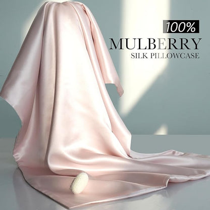 100% Mulberry Silk Pillowcase for Hair and Skin, 22 Momme Pure Natural Silk Pillow Case Both Sided with Zipper, Pillow Cover for Women Mom Men (Light Pink, Standard 20''×26'', 1 Pack)