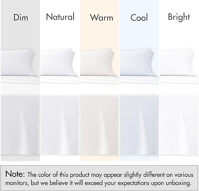 RUVANTI 100% Cotton Sheets – King Size Percale Bedding, Cooling & Breathable, Durable with a Crisp, Soft & Comfortable Feel, 16" Deep Pocket, 4-Piece Set, Bright White