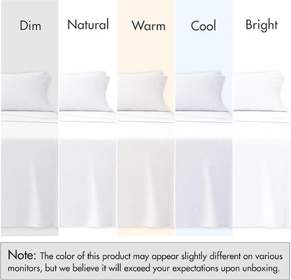 RUVANTI 100% Cotton Sheets – Split King Size Percale Bedding, Cooling & Breathable, Durable with a Crisp, Soft & Comfortable Feel, 16" Deep Pocket, 5-Piece Set, Bright White