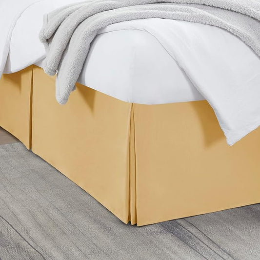 Nestl Gold Full XL Bed Skirt - Full XL Size Bed Skirt 14 Inch Drop - Brushed Microfiber Bed Skirts - Hotel Quality Pleated Bed Skirt - Shrinkage & Fade Resistant