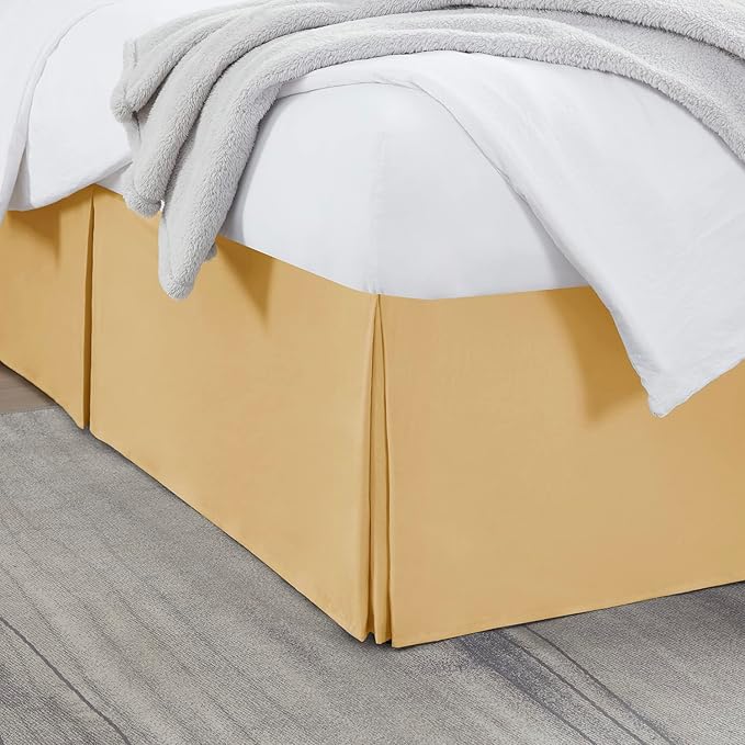 Nestl Gold Bed Skirt King Size - King Bed Skirt 14 Inch Drop - Brushed Microfiber Bed Skirts - Hotel Quality Pleated Bed Skirt - Shrinkage & Fade Resistant