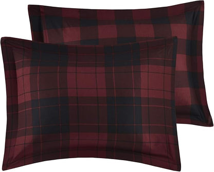 Madison Park Essentials Cozy Bed in A Bag - Reversible Comforter with Complete Sheet Set, Casual Plaid Cabin Design, All Season Cover, Decorative Pillow, Everest Plaid Red Twin(68"x86") 6 Piece