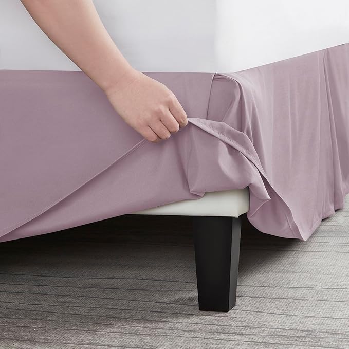 Nestl Dusty Purple Twin XL Bed Skirt - Twin XL Size Bed Skirt 14 Inch Drop - Brushed Microfiber Bed Skirts - Hotel Quality Pleated Bed Skirt - Shrinkage & Fade Resistant