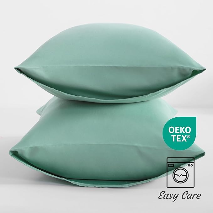NTBAY King Pillow Cases Set of 2, 2 Pack Brushed Microfiber 20x40 Pillow Cases, Soft, Wrinkle, Fade, Stain Resistant Mint Green Pillow Cases with Envelope Closure, 20x40 Inches, Mint Green