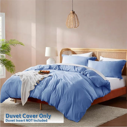Nestl Twin Duvet Cover Set - Soft Double Brushed Calm Blue Duvet Cover Twin/Twin XL, 2 Piece, with Button Closure, 1 Duvet Cover 68x90 inches and 1 Pillow Sham