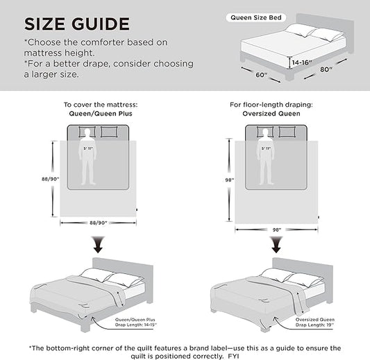 Bedsure Comforter Duvet Insert - Quilted Comforters Queen Size, All Season Duvet, GentleSoft Down Alternative Bedding Blanket, with 8 Tabs, Gifts for Women/Men, Dark Grey, Queen Plus, 90x90 Inches