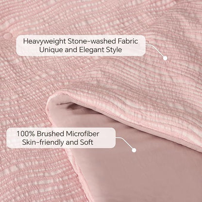 BEDELITE Blush Pink Queen Comforter Set - 3 Pieces Boho Tufted Jacquard Bedding Comforter Sets, Lightweight Soft & Warm Bed Comforter Queen with 2 Pillowcases for All Season