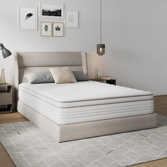 Novilla Queen Mattress, 12 Inch Queen Size Mattresses in a Box with Smarts™ Pocket Coil for Pressure Relief, Medium Plush Foam and Spring Hybrid Colchones with CertiPUR-US Certified