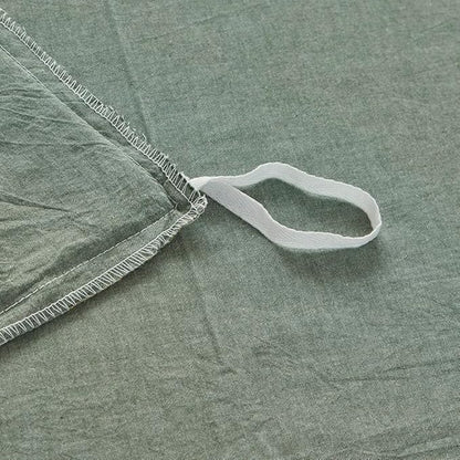 FACE TWO FACE Bedding Duvet Cover Set100% Washed Cotton Duvet Cover Linen Like Textured Breathable Durable Soft Comfy (Twin, Reversible Green)