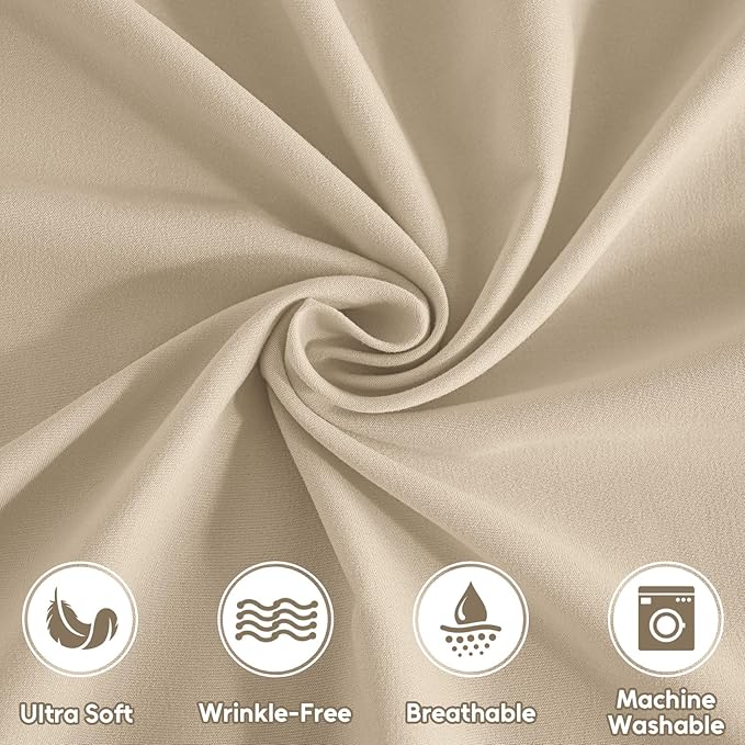Queen Sheet Set, 4 Pieces Hotel Luxury Soft Microfiber Queen Bed Sheets Set, Up to 16" Deep Pockets, Oeko-Tex Sheets with Elastic, Breathable, Wrinkle Free (Beige, Queen)