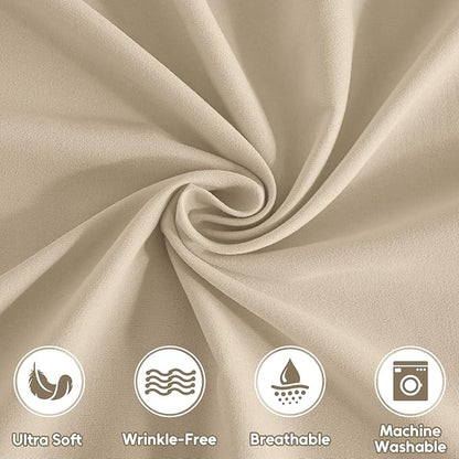 Queen Sheet Set, 4 Pieces Hotel Luxury Soft Microfiber Queen Bed Sheets Set, Up to 16" Deep Pockets, Oeko-Tex Sheets with Elastic, Breathable, Wrinkle Free (Beige, Queen)