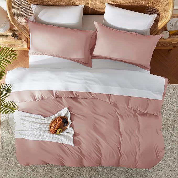 Nestl Twin Duvet Cover Set - Soft Double Brushed Blush Pink Duvet Cover Twin XL, 2 Piece, with Button Closure, 1 Duvet Cover 68x90 inches and 1 Pillow Sham