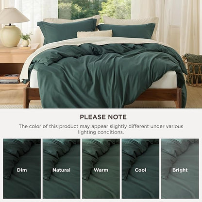 Bedsure Duvet Cover Full Size - Soft Double Brushed Bedding Set for Kids & Adults, Zipper Closure, 3 Pieces, Includes 1 Duvet Cover (80"x90") & 2 Pillow Shams, NO Comforter, Forest Green