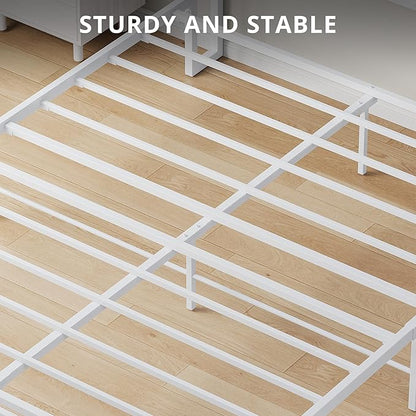 LIKIMIO Queen Bed Frame with Headboard, Wood Camas Queen with Strong Supports, Sturdy, Noise-Free, No Box Spring Needed, White Maple