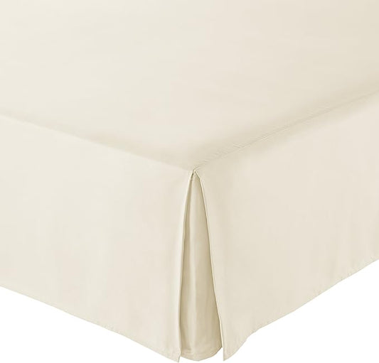 Amazon Basics Lightweight Pleated Dust Ruffle Bed Skirt, Wrinkle & Fade Resistant, Machine Washable, Full, Beige