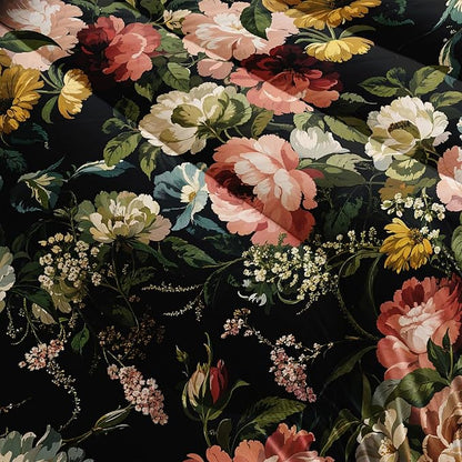 Black Floral Comforter Set Full Colorful Floral Bedding Sets 3PCS for Kids Teen Adult Flowers Leaves Room Decor Ultra-Soft Lightweight Microfiber 1 Comforter with 2 Pillowcases