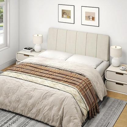 Full Size Headboard Only-No Assembly Required, Beige | Easy to use no assembly required, Linen fabric and extra-thick foam for added comfort, Modern style headboard full size