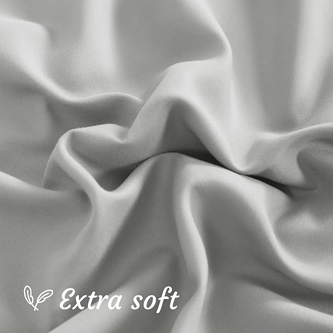 NTBAY Standard Pillow Cases Set of 2, 2 Pack Brushed Microfiber 20x26 Pillow Cases, Soft, Wrinkle, Fade, Stain Resistant Light Grey Pillow Cases with Envelope Closure, 20x26 Inches, Light Grey