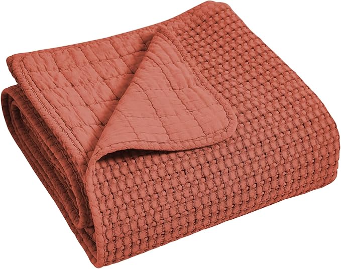 Levtex Home Mills Waffle King Bedspread Set (120x104in) with 2 Pillow Shams (36x20in) - Adobe - Cotton King Size Bedspread Set - Soft, Pre-Washed