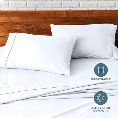 Bare Home Microfiber Pillow Cases - King Size Set of 2 - Cooling Pillowcases - Double Brushed - White Pillowcases 2 Pack - Easy Care (King Pillowcase Set of 2, White)