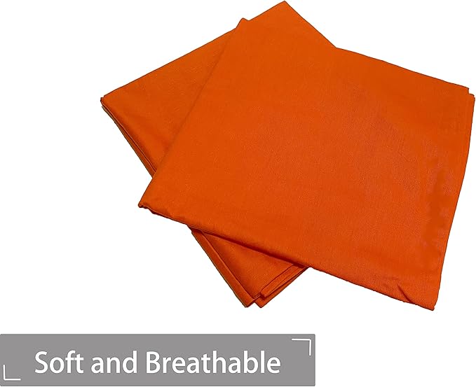 iMaylex Soft 100% Egyptian Cotton Zipper Closure Pillowcases, Cozy and Lightweight Pillow Case, Set of 2, Orange, Queen, 20" x 30"