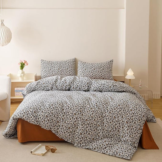 Houseri Leopard Comforter Set Queen Black Cheetah Print Bedding Sets Quilt Stylish and Bold Animal Print Bed Blanket Queen Size