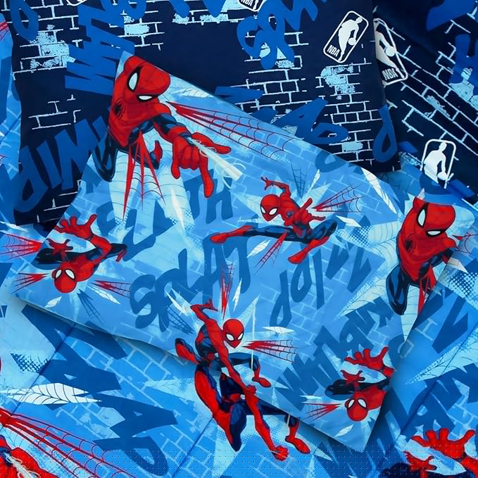 Northwest Disney Marvel Spiderman Full Size Comforter Set, 5 Piece Reversible Design Ultra Soft Fade Resistant Microfiber Kids Bedding Set, Officially Licensed