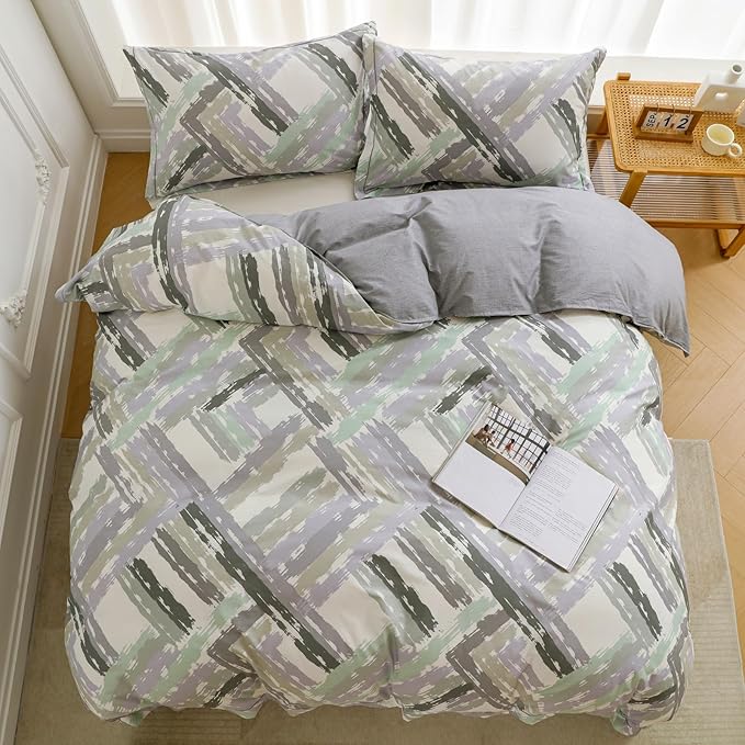OAITE Duvet Cover Set King Size Floral Pattern Ultra Soft 100% Cotton Duvet Cover Sets 3-PC, Breathable Duvet Cover with Zipper Closure & Corner Ties(2 Pillow Shams,1 Duvet Cover)