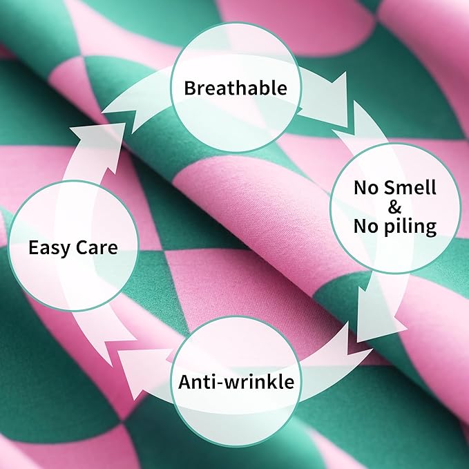 Best Season Bed Sheet Set 4 Piece -Full Size-Soft Durable Microfiber Bedding Sheet Set,Deep Pocket,Stain,Fade & Wrinkle Resistant (Plaid Pink&Green)