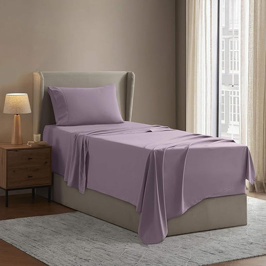 Nestl Twin XL Sheet Set - College Dorm Size - Luxury 1800 Ultra-Soft Microfiber Twin Extra Long Bed Sheets - Deep Pockets - Easy Fit - Extra Soft - 3 Piece Set (Twin XL, Dusty Purple)