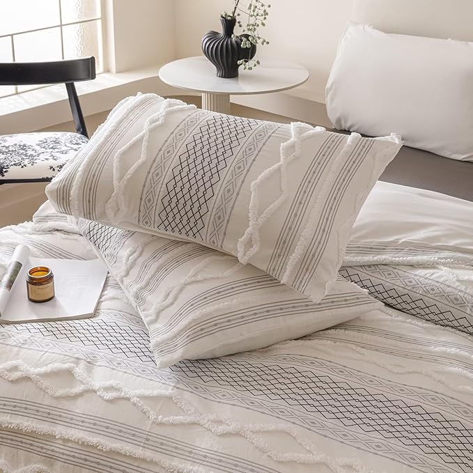 Houseri Tufted Black Comforter Set Twin Jacquard Bedding Shabby Chic Farmhouse Bed Sets Twin