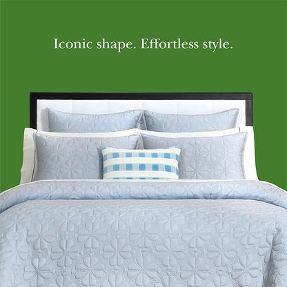 kate spade new york Spade Floral Euro Sham, 26" x 26" Spring Pillow Cover, Single 100% Cotton Sateen Cover, Machine Washable, Halogen Blue