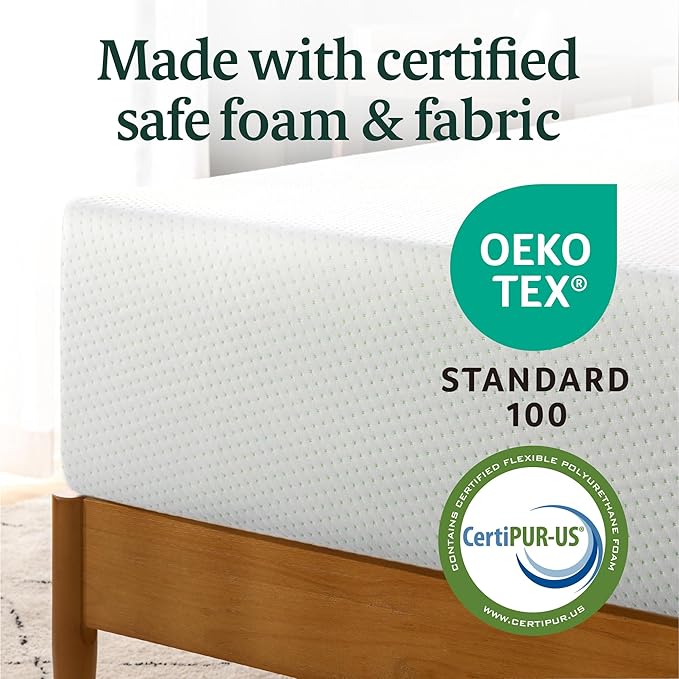 Zinus 12 Inch California King Green Tea Memory Foam Mattress [New Version], Fiberglass Free, Medium Firm Feel, Zoned Pressure Relief, Certified Safe Foams & Fabric, Mattress in A Box