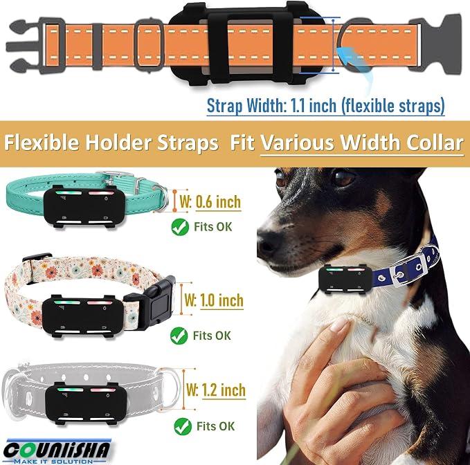Silicone Holder Compatible for Tractive Dog 6 GPS Tracker 2025,Black | Durable Rubber Cover,Secure case with strap necklace for tractive smart dog finder tag for pet collar,2 packs