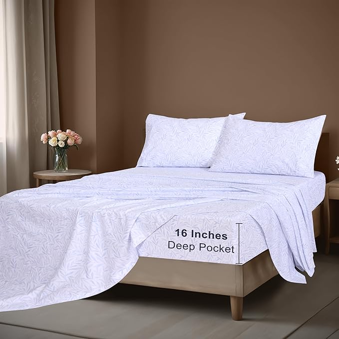 ZOYER 100% Cotton Sheets – Twin XL Size Percale Bedding, Cooling & Breathable, Durable with a Crisp, Soft & Comfortable Feel, 16" Deep Pocket, 3-Piece Set, Blue Autumn
