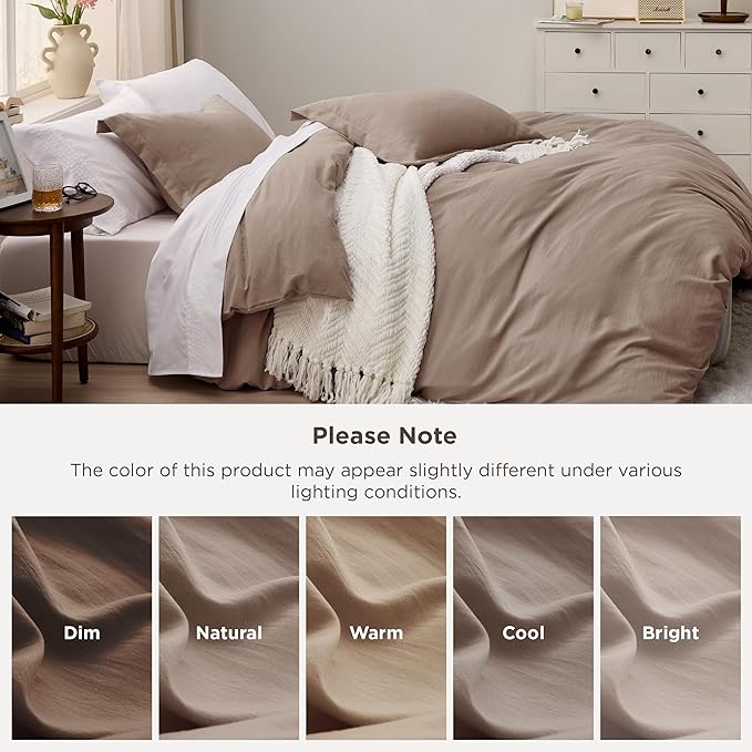 Bedsure Khaki California King Duvet Cover - Prewashed Cotton-Like Extra Soft Bedding Set, Includes 1 Cal King Duvet Cover 104x98 Inches with Zipper Closure & 2 Pillow Shams, Comforter Not Included