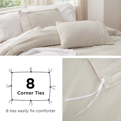Bedsure Grid Boho Duvet Cover Queen Size - Shabby Chic Tufted Boho Bedding Set, 3 Pieces Shabby Chic Home Bedding for All Seasons, Includes 1 Queen Duvet Cover & 2 Pillowcases (Green, 90" x 90")