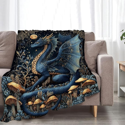 Dragon Blanket Super Soft Warm Fluffy Fleece Flannel Fantasy Animal Throw Blanket Cozy Fuzzy Plush Stuff Bedding Blankets Gifts for Women Kids Boys Girls Adults 50"X40"