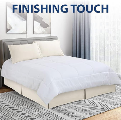 Cathay Home Double Brushed Microfiber Pleated Easy Fit Bed Skirt, Ultra Soft, Fade and Wrinkle Resistant - Coconut Milk, Queen