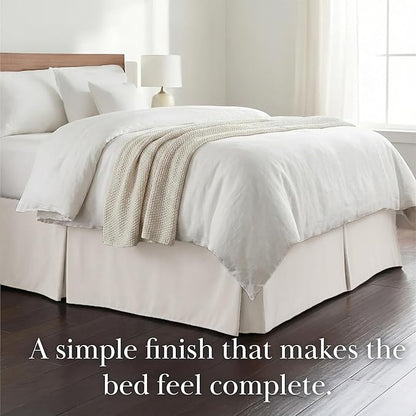 Southshore Fine Living, Inc. Pleated Full Bed Skirt 14 Inch Drop - Pet Hair Resistant Dust Ruffle Full Size Bed - Bone Colored Dust Ruffle, Easy Care Microfiber, Hide Underbed Storage - Natural Beige