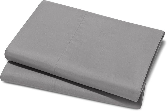 Bare Home Microfiber Pillow Cases - King 20x36 - Cooling Pillowcases - Double Brushed - Easy Care - Envelope Closure (King Pillowcase Set of 2, Light Grey)
